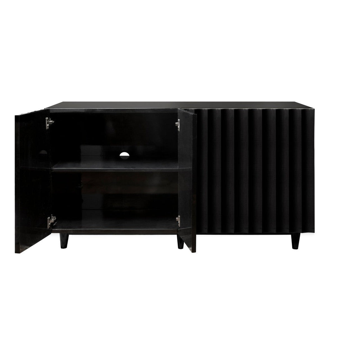 Odette - Black Lacquer 4 Door Scalloped Front Cabinet