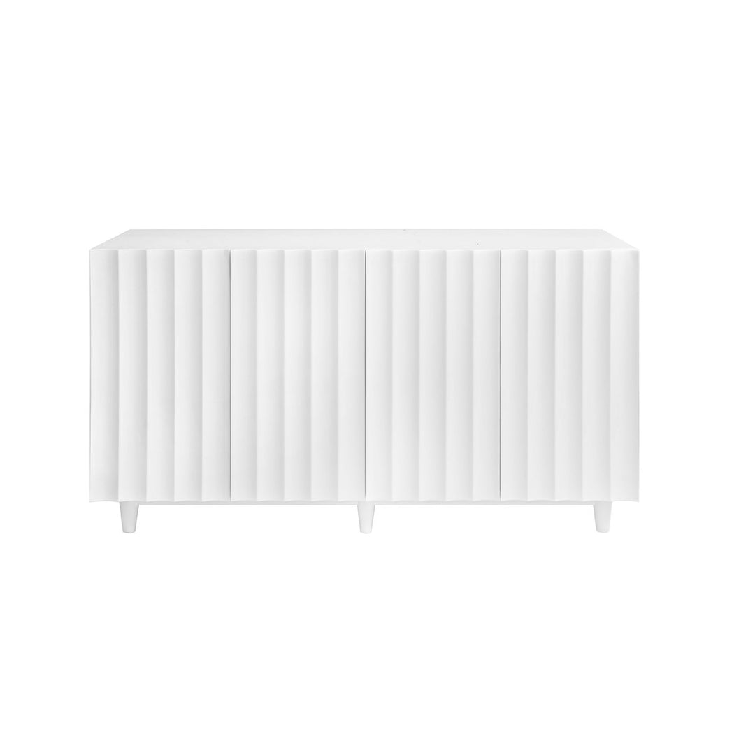 Odette - White Lacquer 4 Door Scalloped Front Cabinet