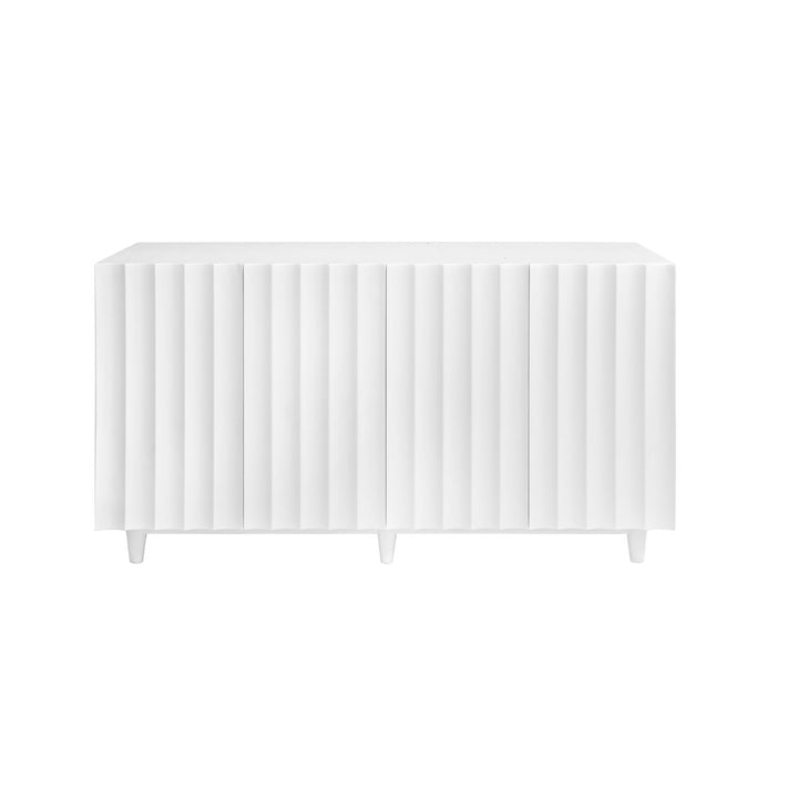 Odette - White Lacquer 4 Door Scalloped Front Cabinet