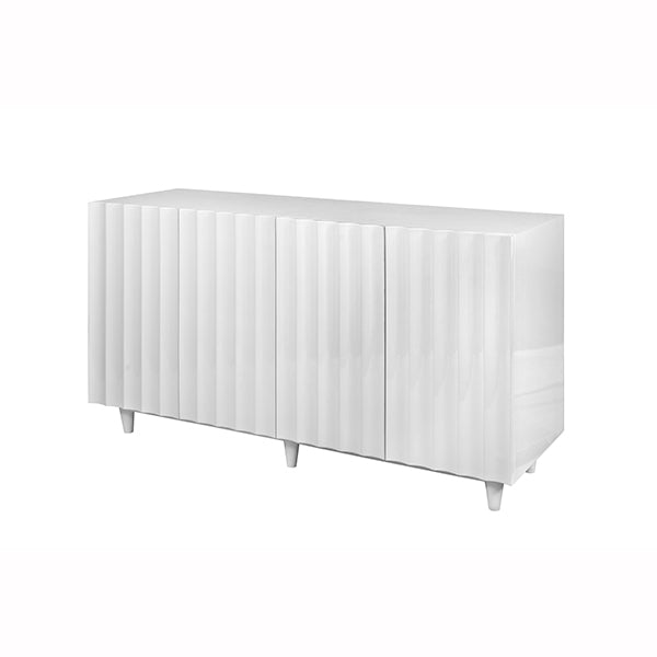 Odette - White Lacquer 4 Door Scalloped Front Cabinet