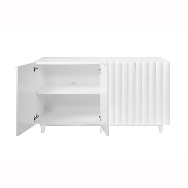 Odette - White Lacquer 4 Door Scalloped Front Cabinet