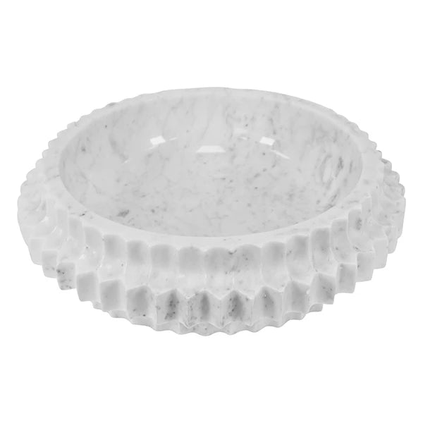 Olin Round Marble Tray With Carved Edges