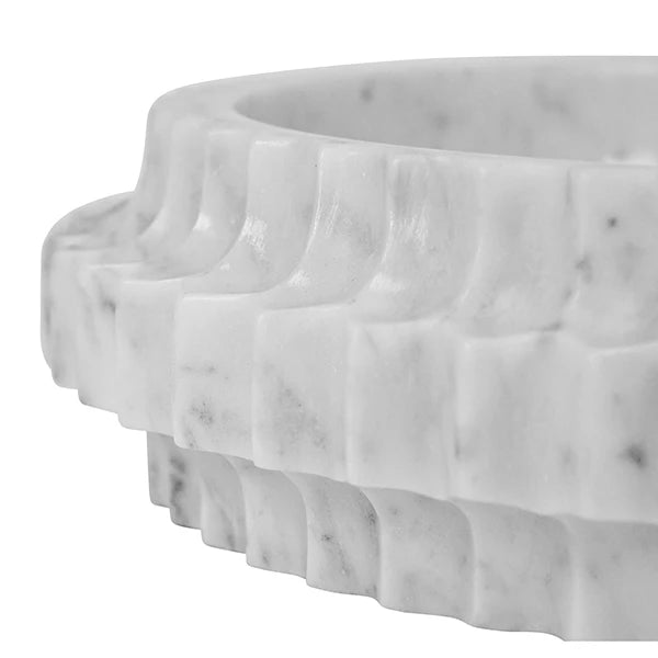 Olin Round Marble Tray With Carved Edges