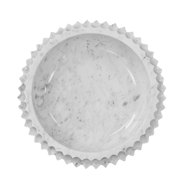 Olin Round Marble Tray With Carved Edges