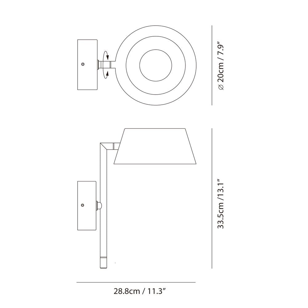OLO XL Wall Arm Single Lamp - Black / Cocoa - Metal, Aluminum, Pp