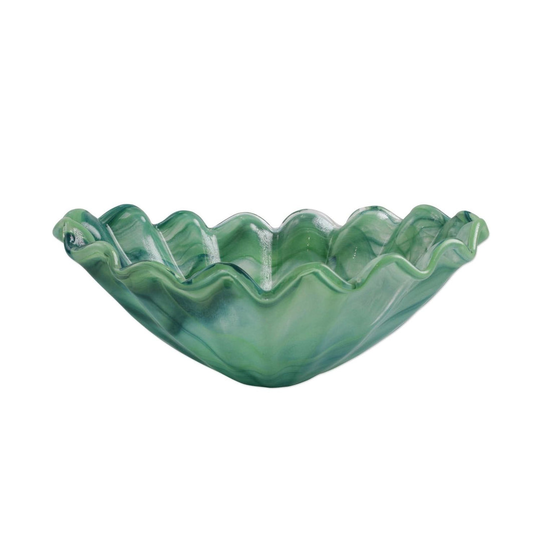 Onda Glass Centerpiece - Green