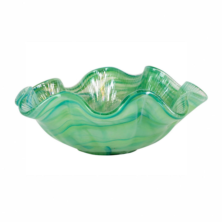 Onda Glass Ruffled Round Bowl