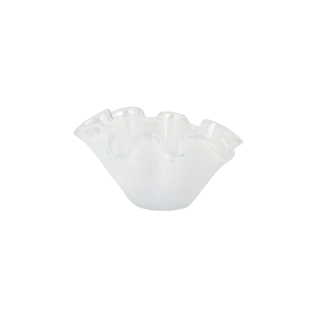 Onda Glass Ruffled Bowl - White