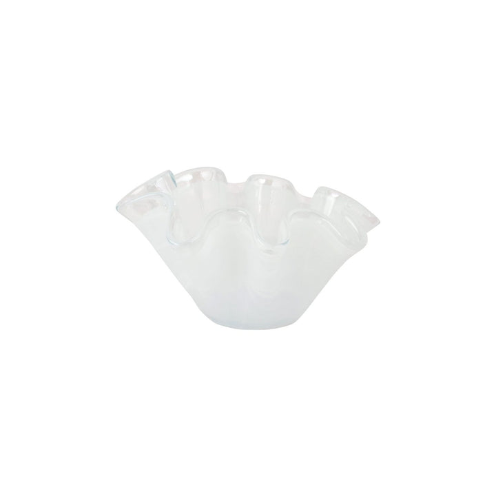 Onda Glass Ruffled Bowl - White