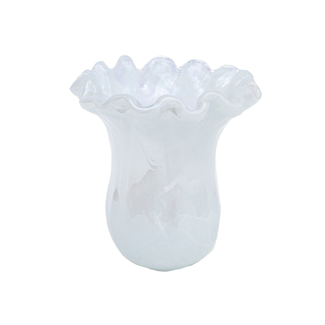 Onda Glass Tulip Vase - White / Small