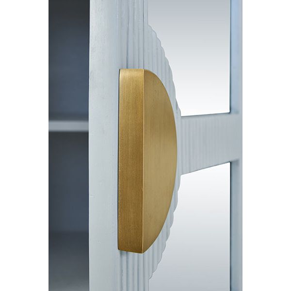 Four Door Mirror Front Reeded Case Buffet In Painted Light Blue