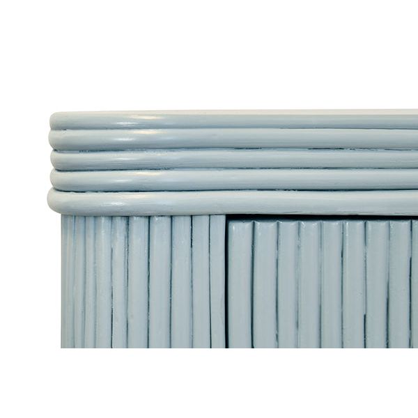 Four Door Mirror Front Reeded Case Buffet In Painted Light Blue
