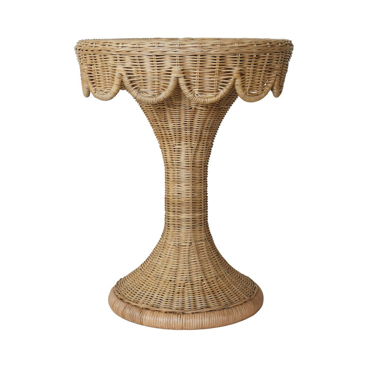 Orla - Round Pedestal Side Table With Scallop Edge