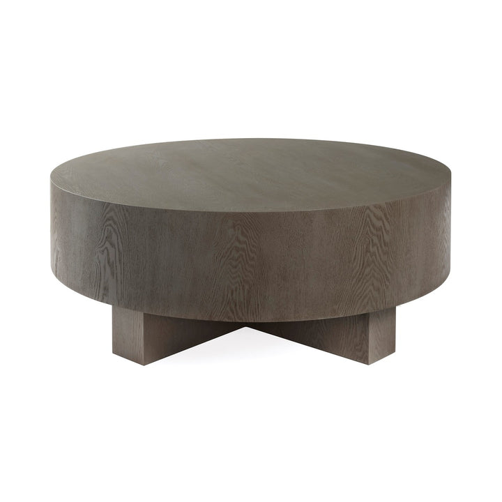 Oslo - Thick Top Coffee Table With Cross Base In Smoke Grey Oak