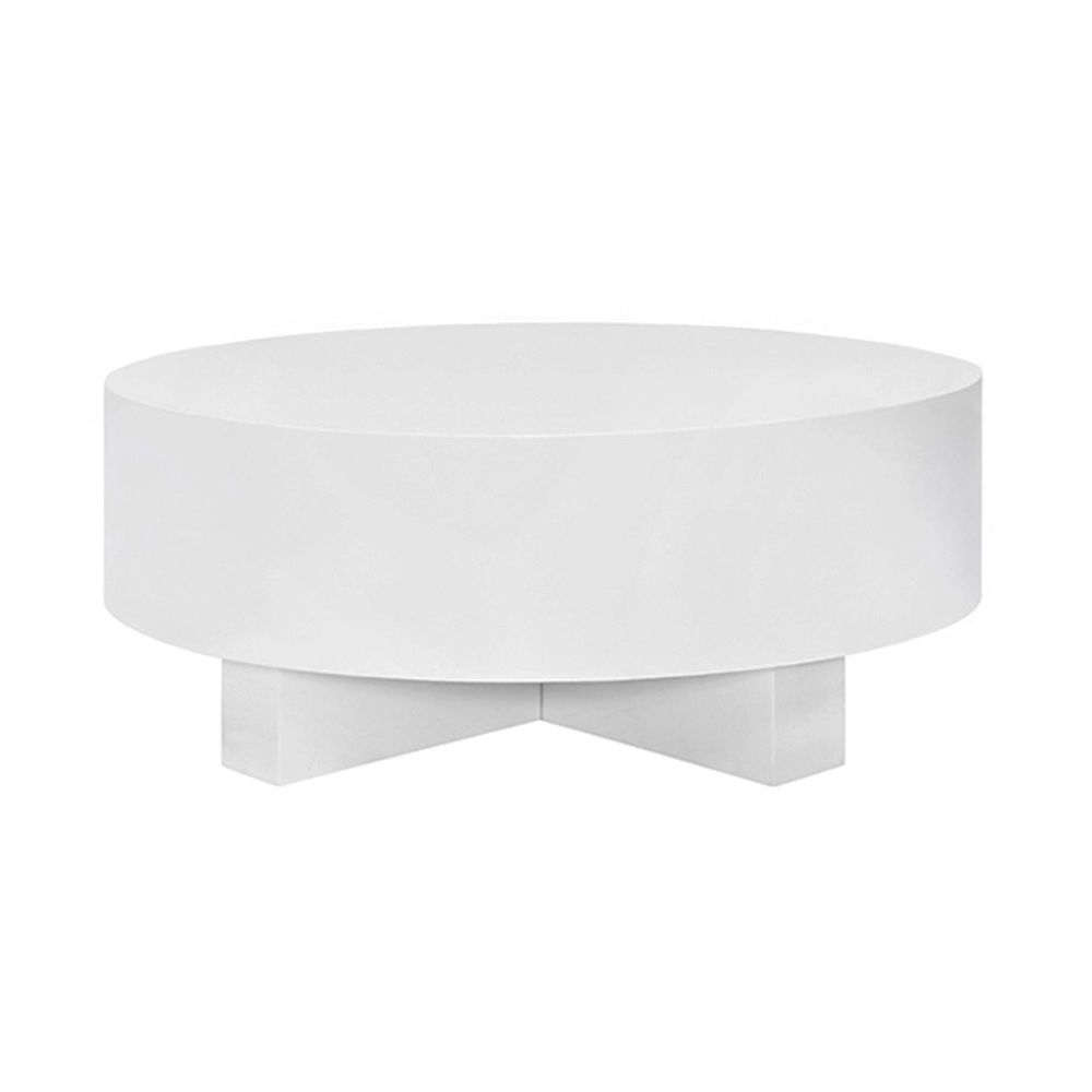 Coffee Tables Thick Top Coffee Table With Cross Base In White Lacquer