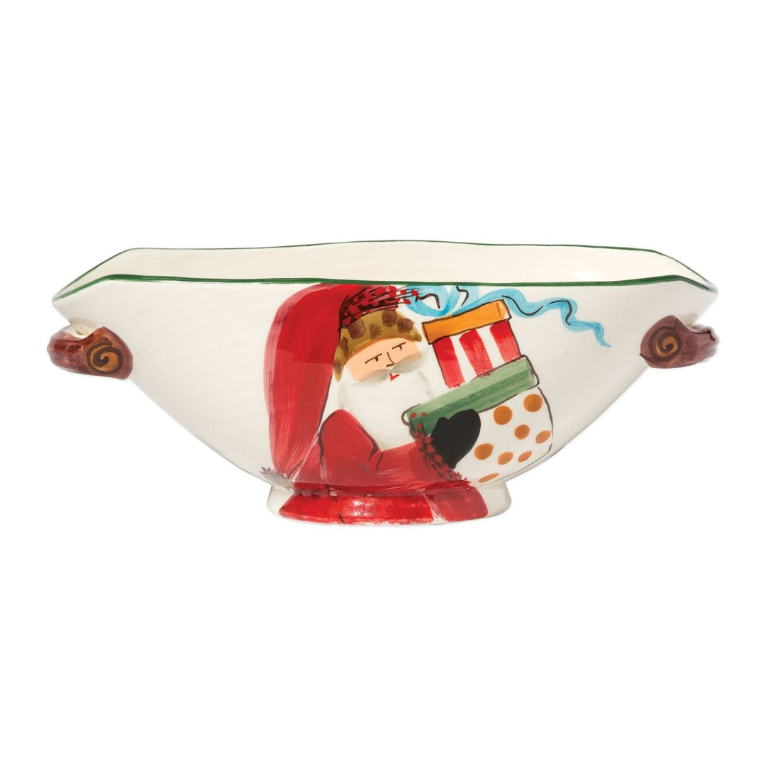 Old St. Nick Handled Oval Bowl with Presents - Default Title