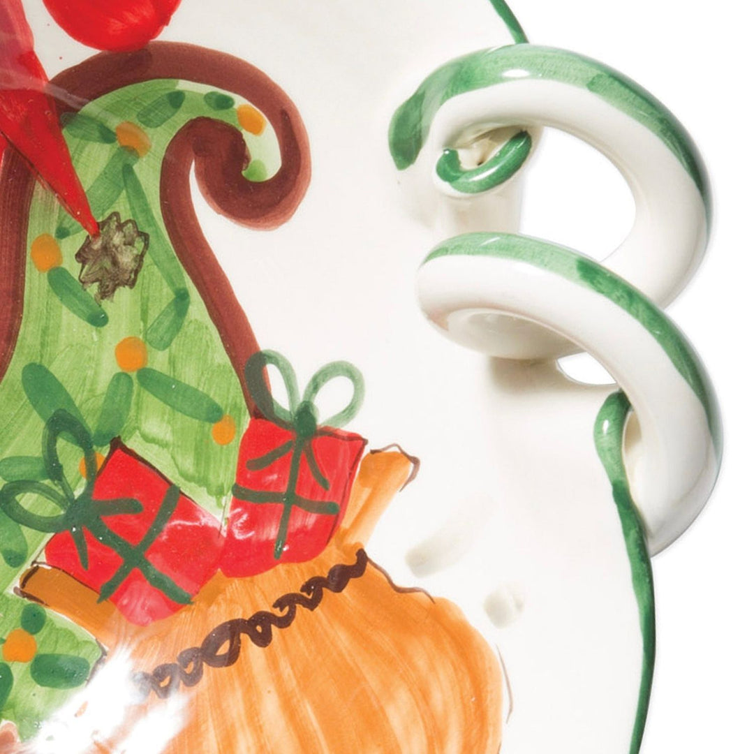 Old St. Nick Handled Scallop Bowl W/ Sleigh