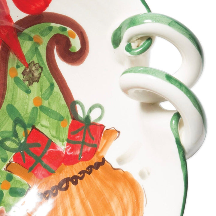 Old St. Nick Handled Scallop Bowl W/ Sleigh
