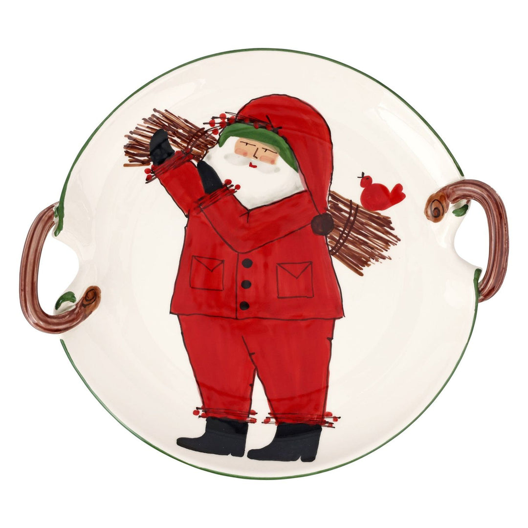 Old St. Nick Handled Round Platter with Sticks - Default Title