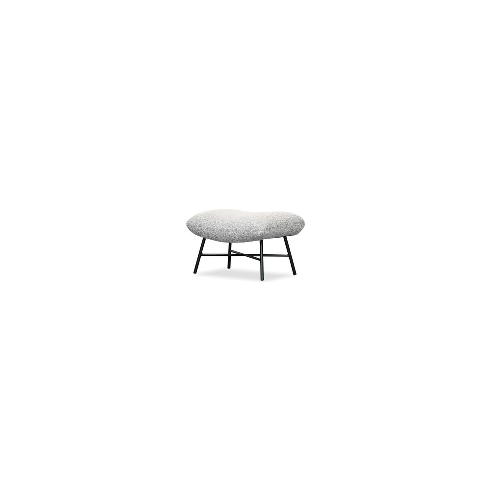 Stools & Ottomans Caraway Ottoman Putty Boucle Fabric Black Powder Coated Steel Base