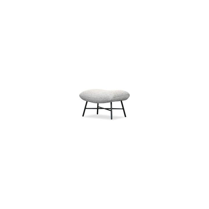 Stools & Ottomans Caraway Ottoman Putty Boucle Fabric Black Powder Coated Steel Base
