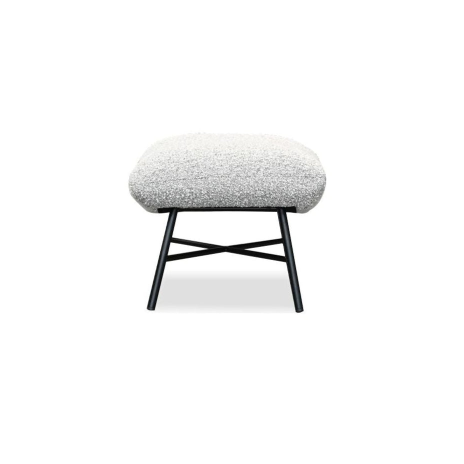 Stools & Ottomans Caraway Ottoman Putty Boucle Fabric Black Powder Coated Steel Base