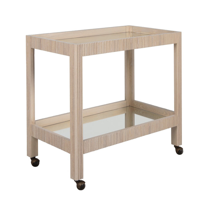 Otis - Fluted Bar Cart In Light Cerused Oak