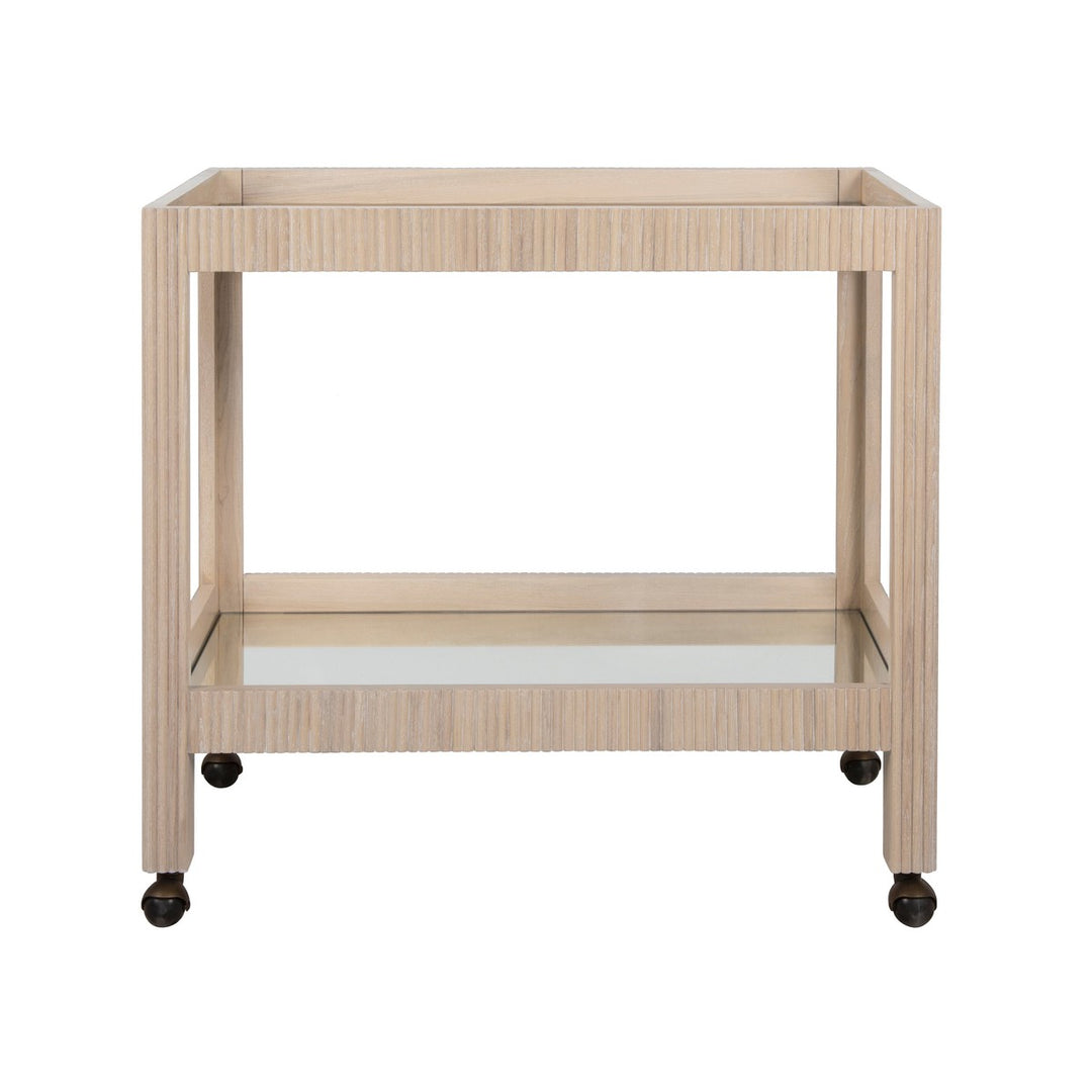 Otis - Fluted Bar Cart In Light Cerused Oak