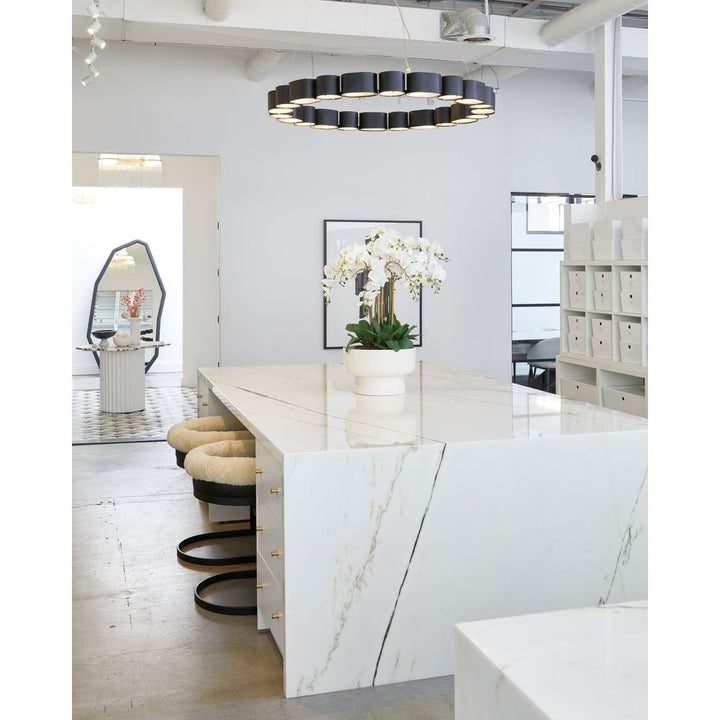 Chandeliers Opal Chandelier - Soft Black/Stainless Steel 22 Lights