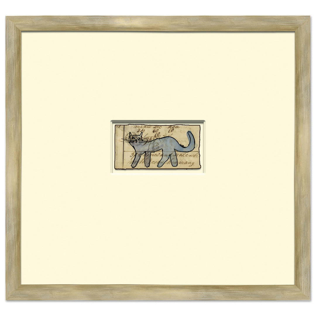 Blue Cat - Sm. Mennonite Ledger Drawing by Soicher Marin