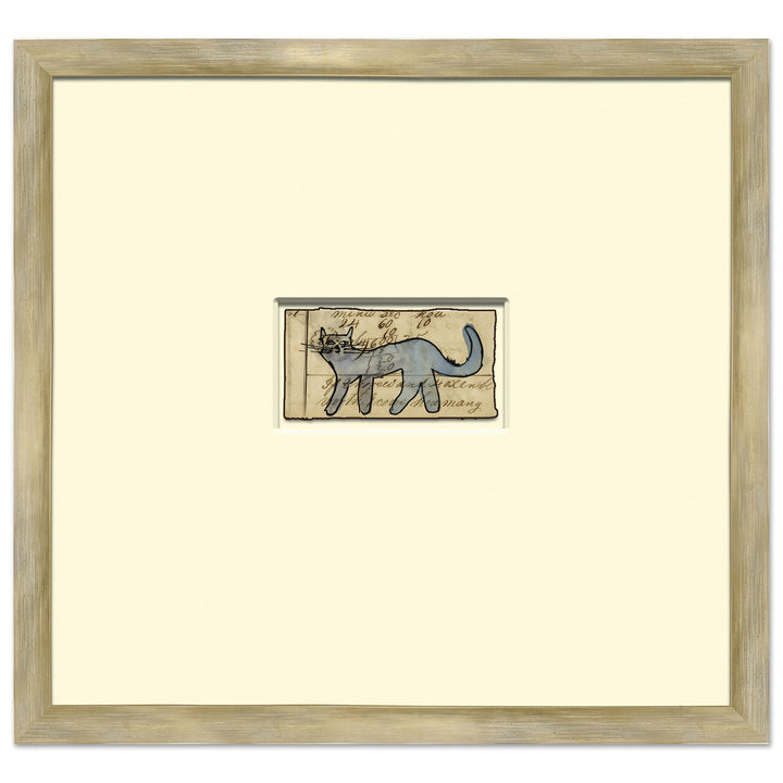 Blue Cat - Sm. Mennonite Ledger Drawing by Soicher Marin