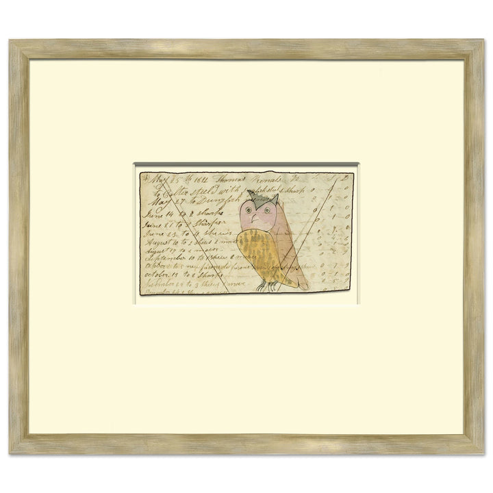 Owl - Sm. Mennonite Ledger Drawing by Soicher Marin