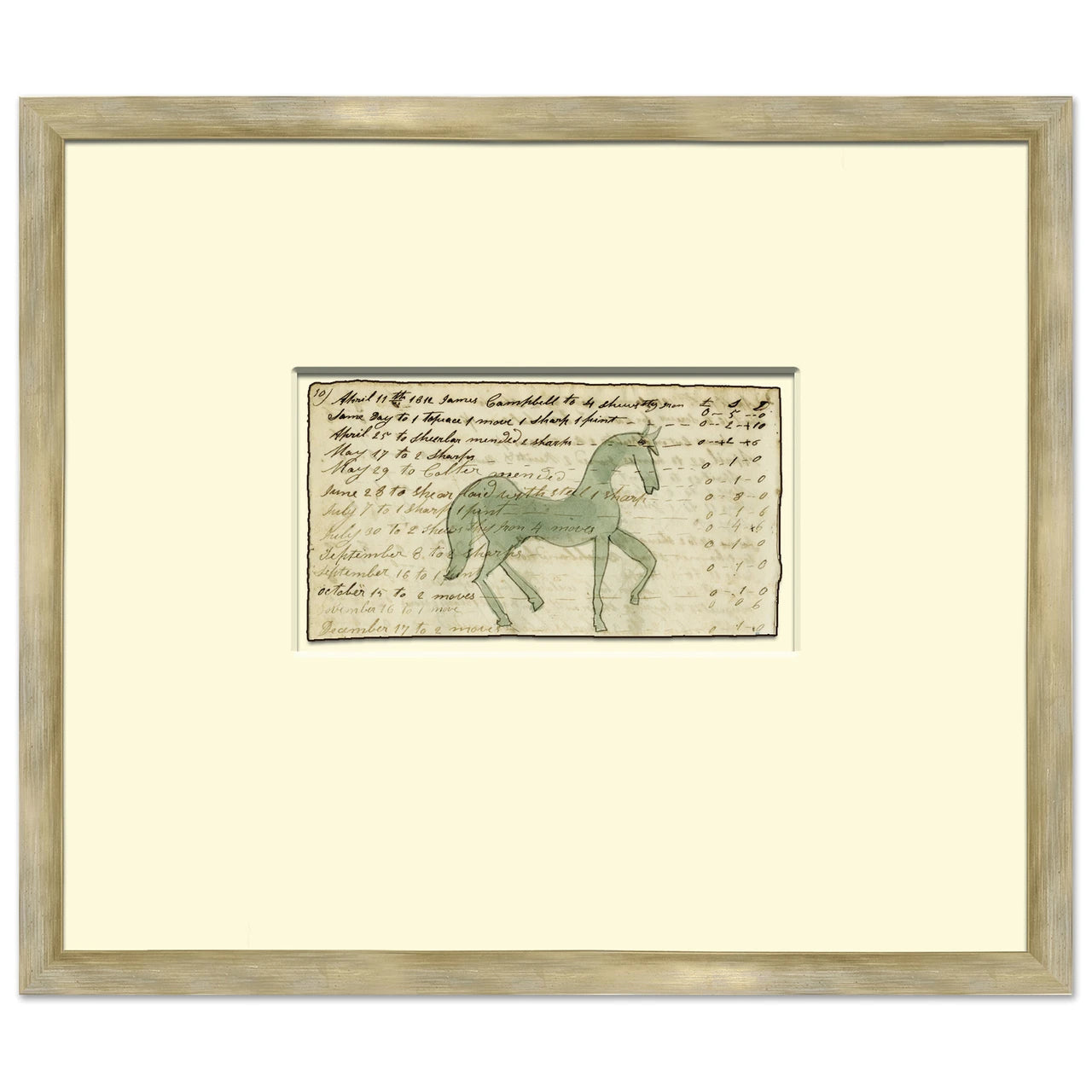 Green Horse - Sm. Mennonite Ledger Drawing – France & Son