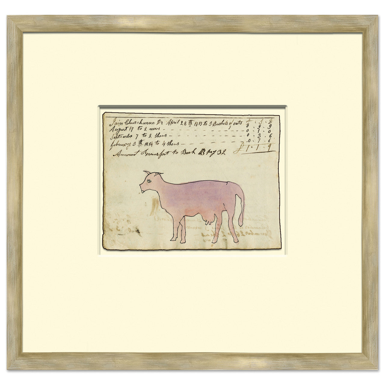 Pink Cow - Sm. Mennonite Ledger Drawing – France & Son