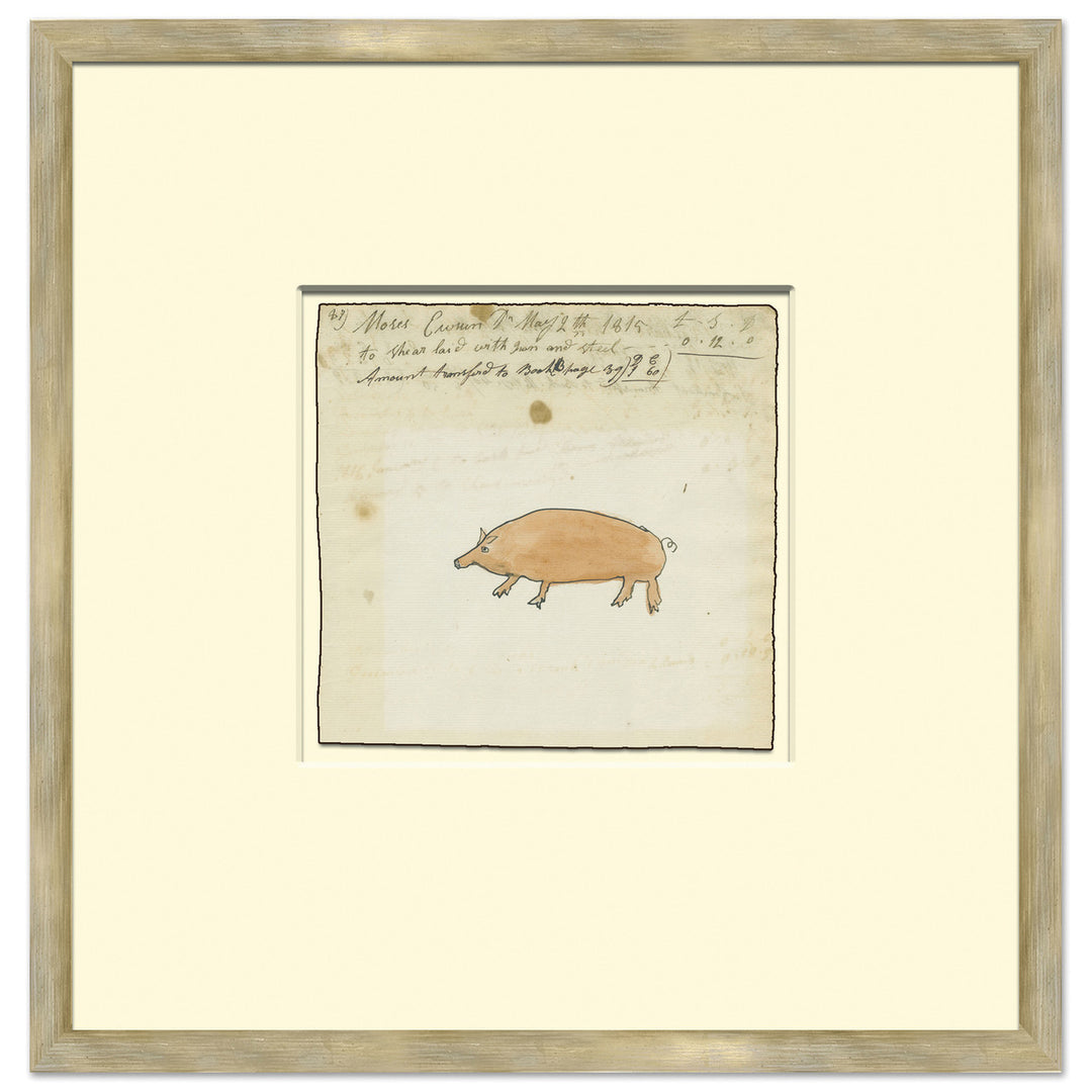 Pig - Sm. Mennonite Ledger Drawing by Soicher Marin