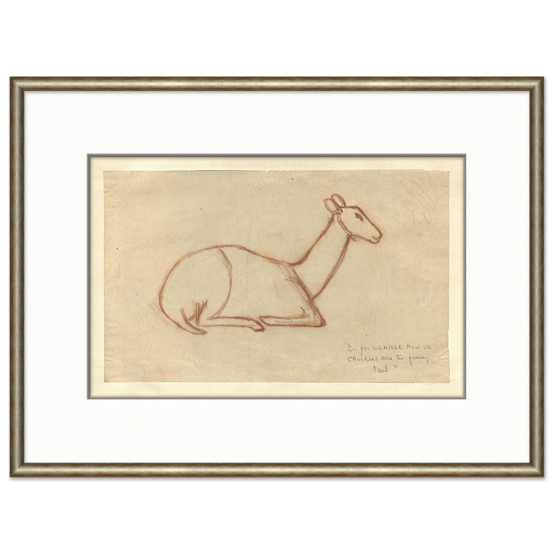 At the Zoo Sketch Series - Sepia Deer Laying by Soicher Marin