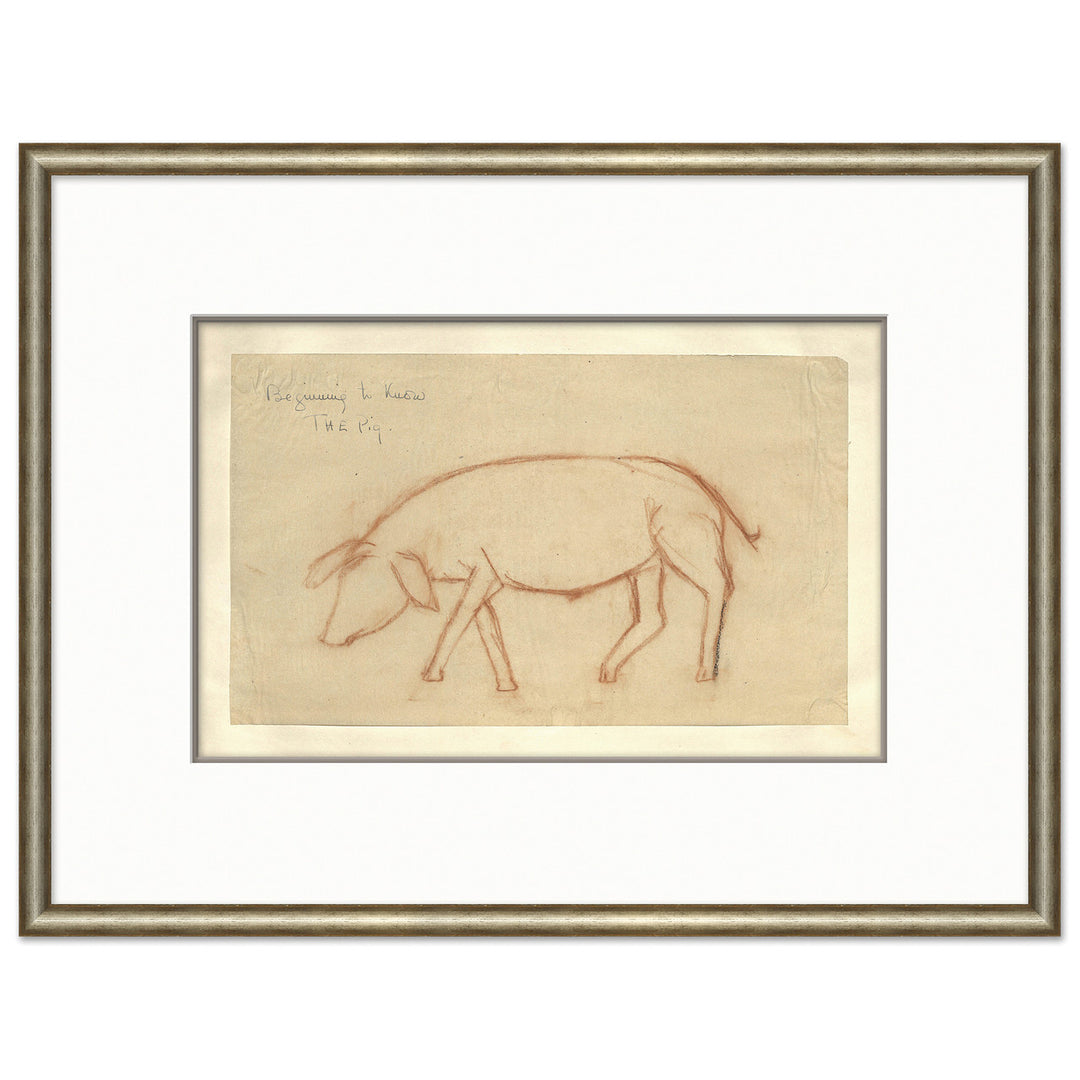 At the Zoo Sketch Series - Sepia Pig by Soicher Marin