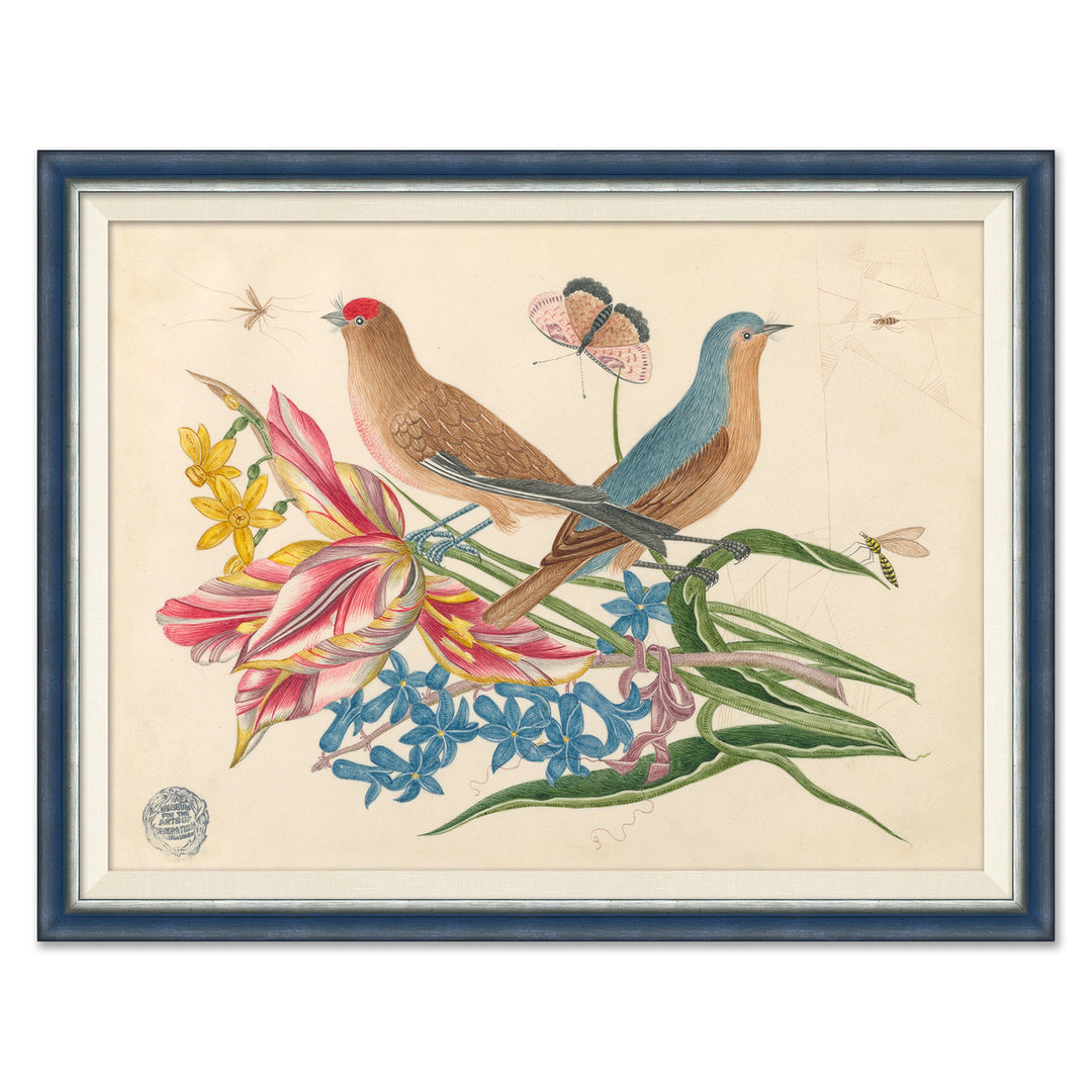 18th Century Floral Bouquets with Birds III by Soicher Marin