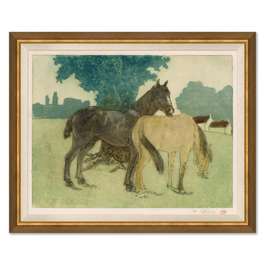 Grazing Quarter Horses by Soicher Marin