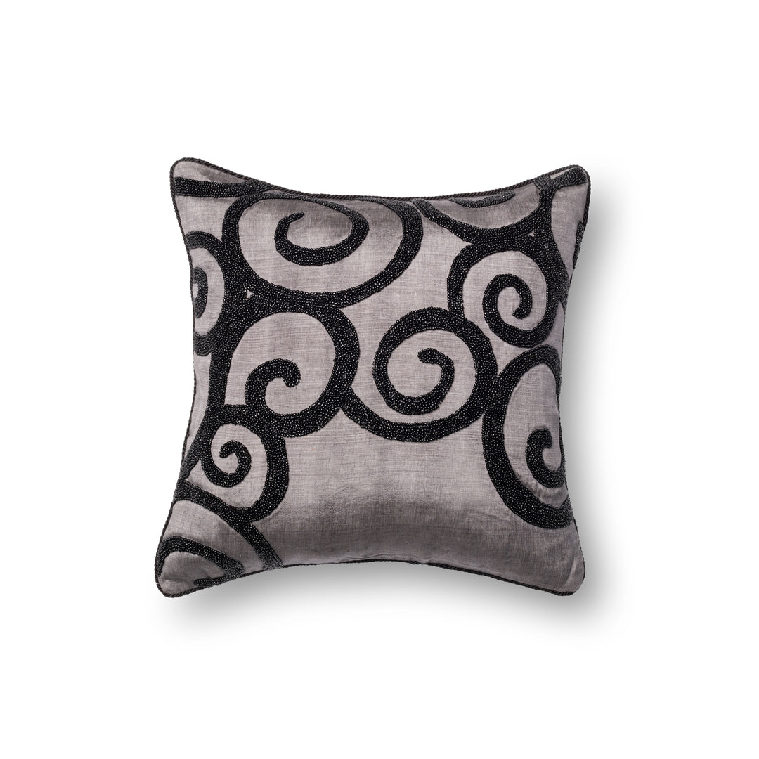 Loloi P0010 Grey / Black 18" x 18" Cover Only Pillow