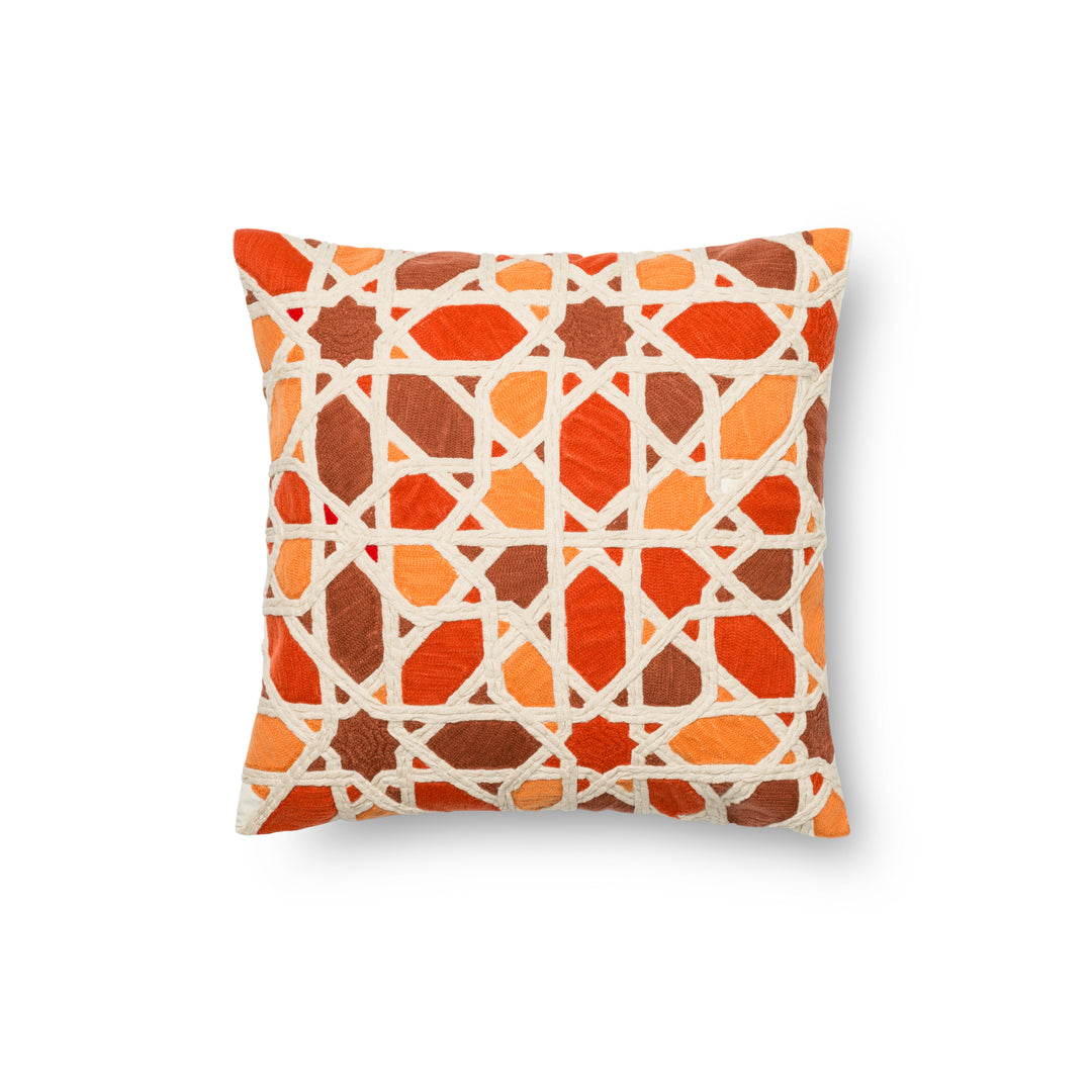 Loloi P0301 Orange / Red 18" x 18" Cover w/Down Pillow