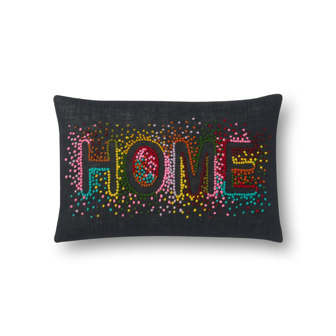 Loloi P0560 Black / Multi 13" x 21" Cover w/Down Pillow