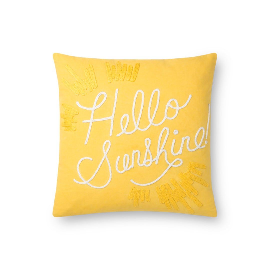 Rifle Paper Co. x Loloi P6031 Yellow / White 18" x 18" Cover Only Pillow