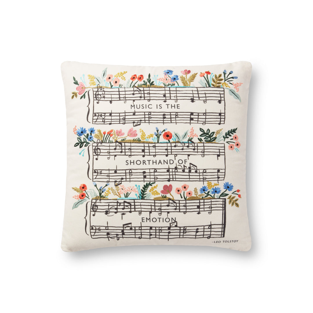 Rifle Paper Co. x Loloi P6072 Ivory / Multi 18" x 18" Cover Only Pillow