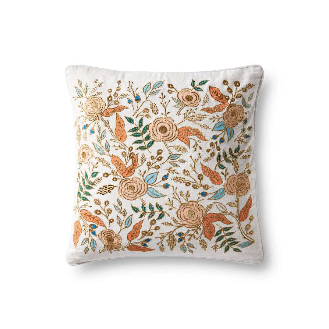 Rifle Paper Co. x Loloi P6073 Ivory / Multi 18" x 18" Cover Only Pillow