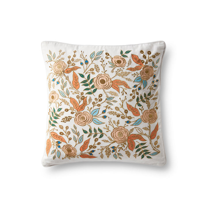 Rifle Paper Co. x Loloi P6073 Ivory / Multi 18" x 18" Cover Only Pillow