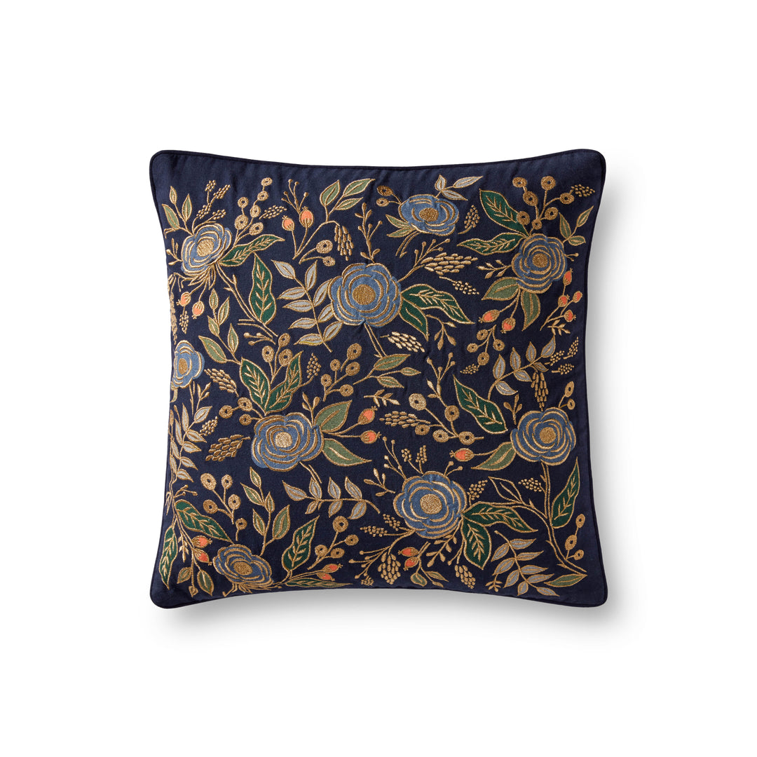 Rifle Paper Co. x Loloi P6073 Navy / Multi 18" x 18" Cover Only Pillow