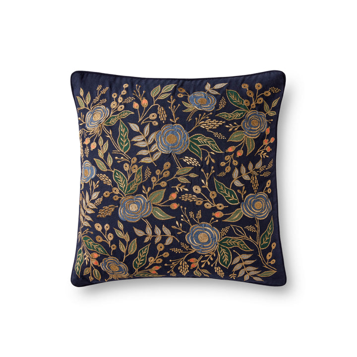 Rifle Paper Co. x Loloi P6073 Navy / Multi 18" x 18" Cover Only Pillow