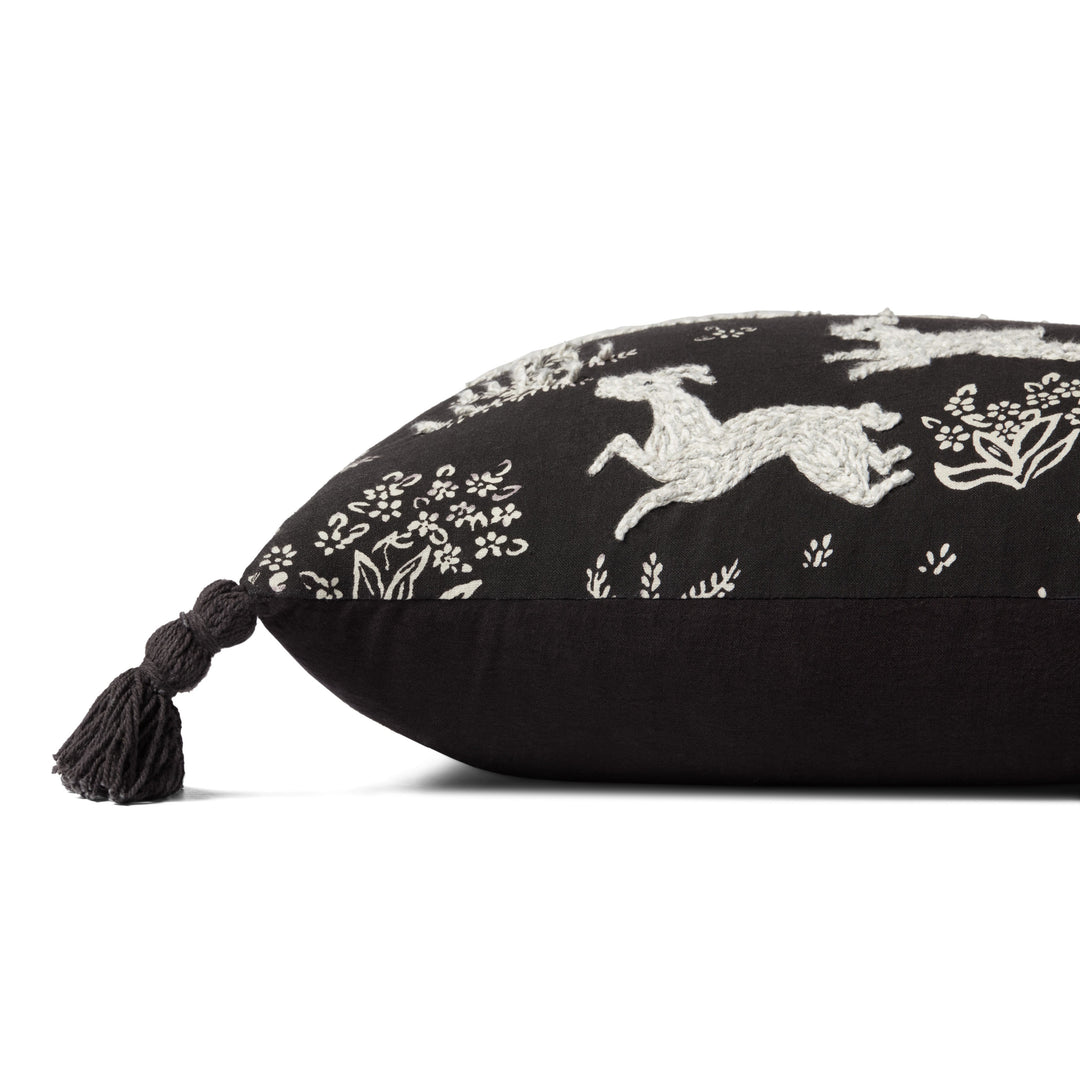 Loloi PLL0027 Black / Ivory 13" x 21" Cover w/Down Pillow