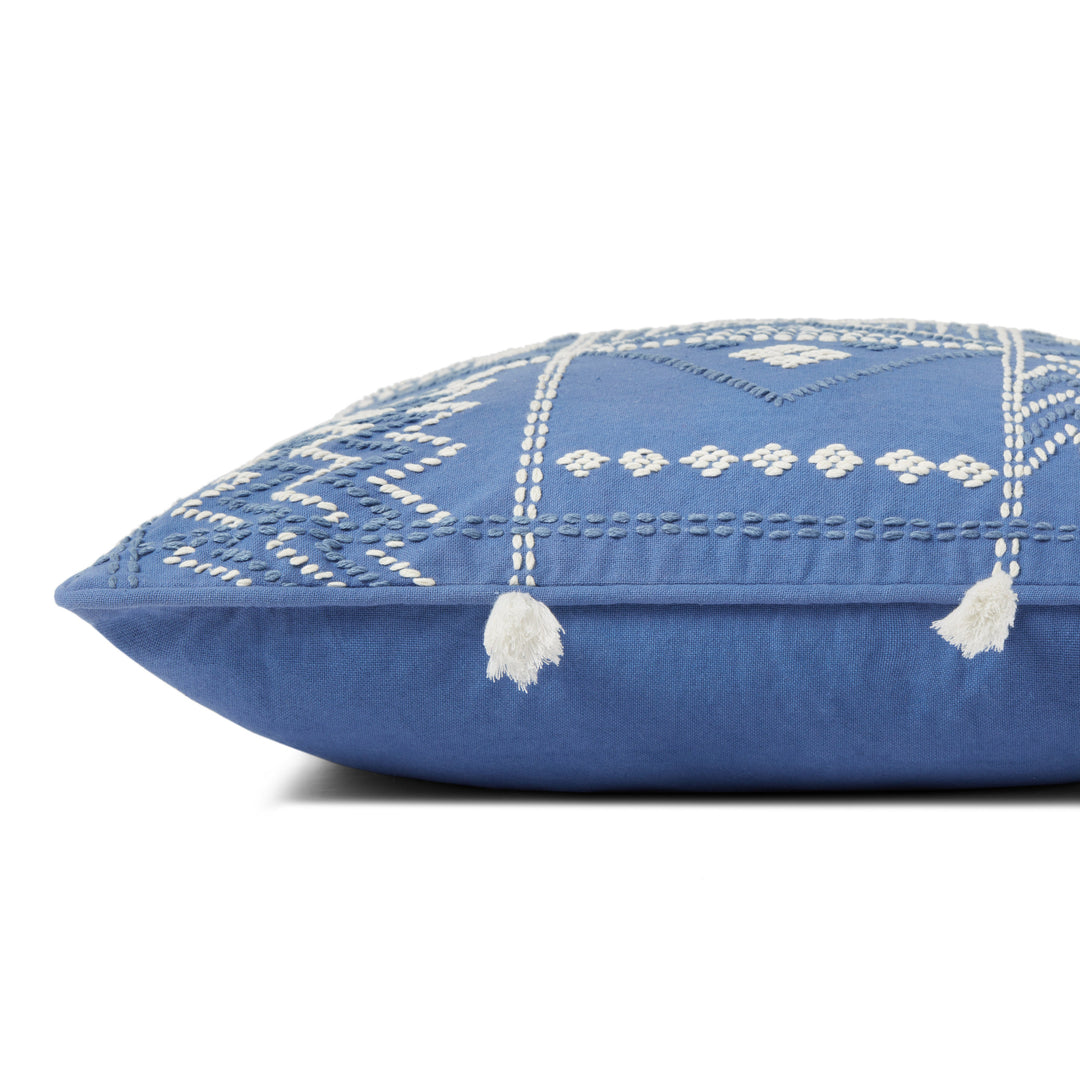 Loloi PLL0049 Blue / Ivory 18" x 18" Cover w/Down Pillow